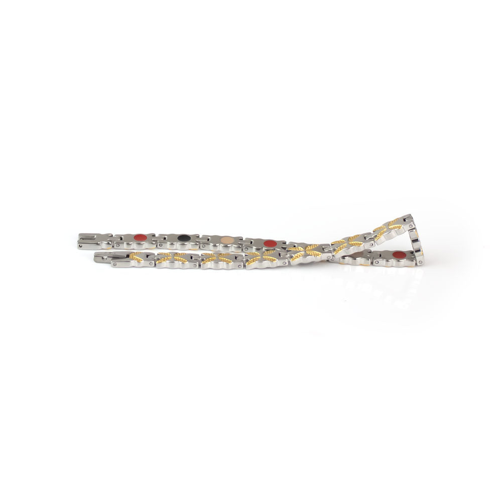 Butterflies - Negative Ion Bracelet, Gold and Stainless Steel