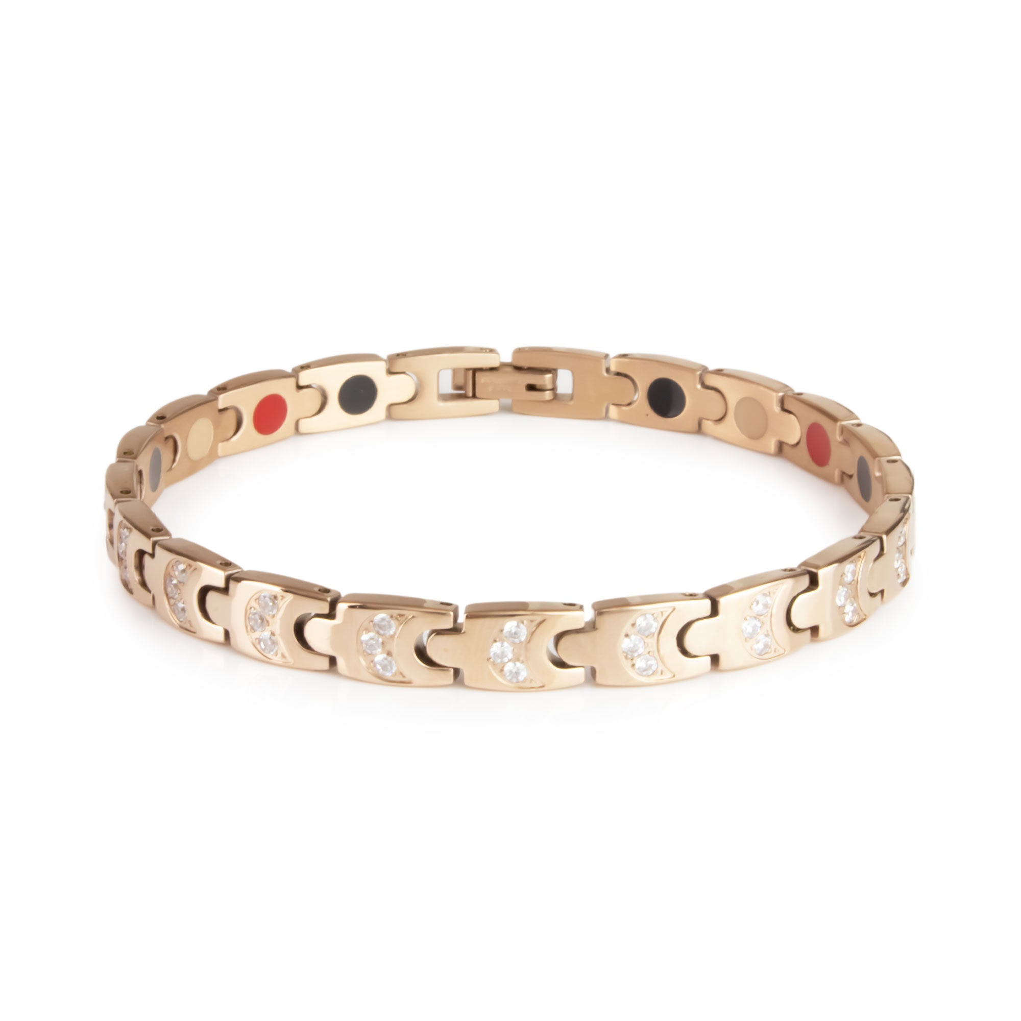 Crescents - Negative Ion Bracelet, Titanium Rose Gold with Swarovski Crystals