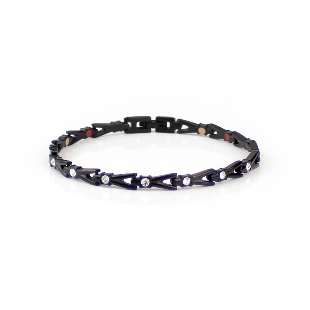 Crystal - Negative Ion Bracelet, Black Titanium with Swarovski Crystals