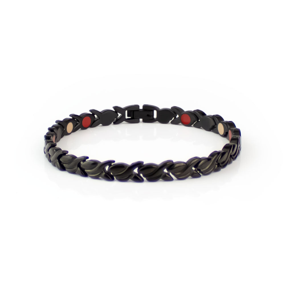 Eclipse - Negative Ion Bracelet, Black Stainless Steel