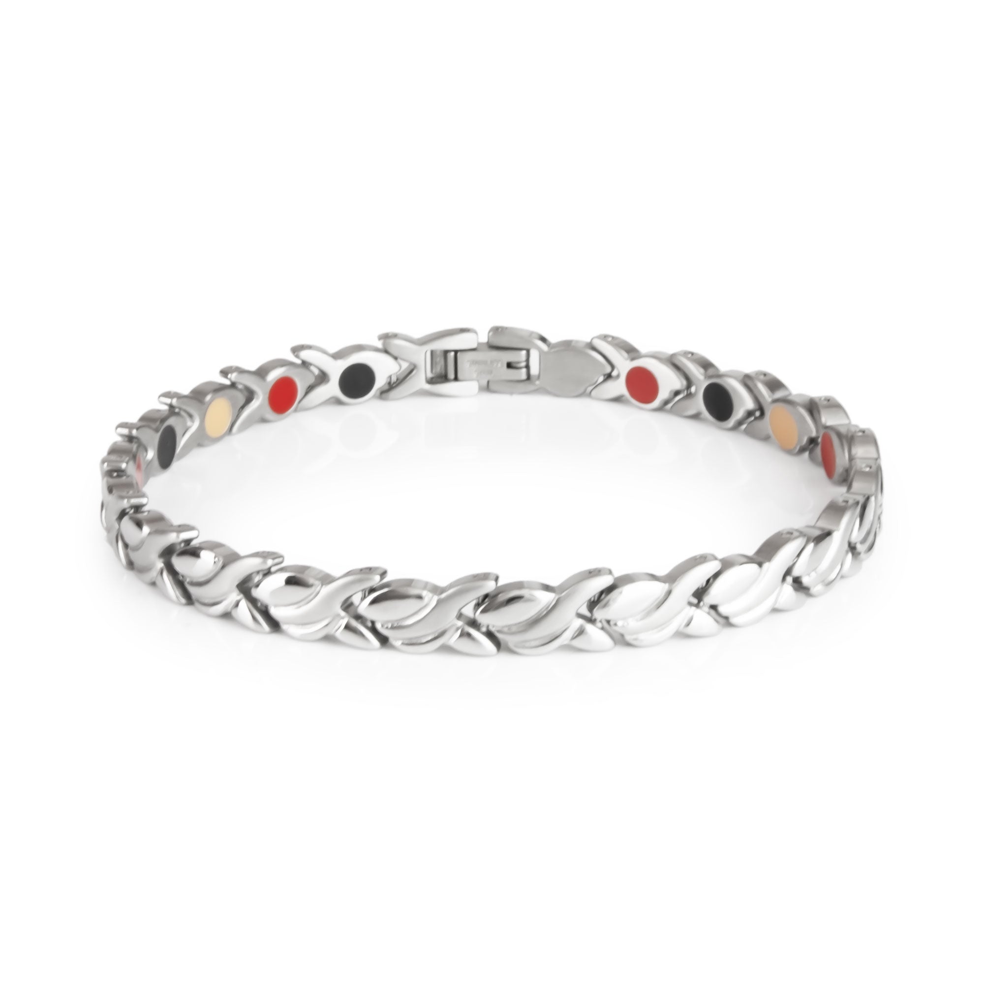 Flawless – Negative Ion Bracelet, Brushed Stainless Steel Waves