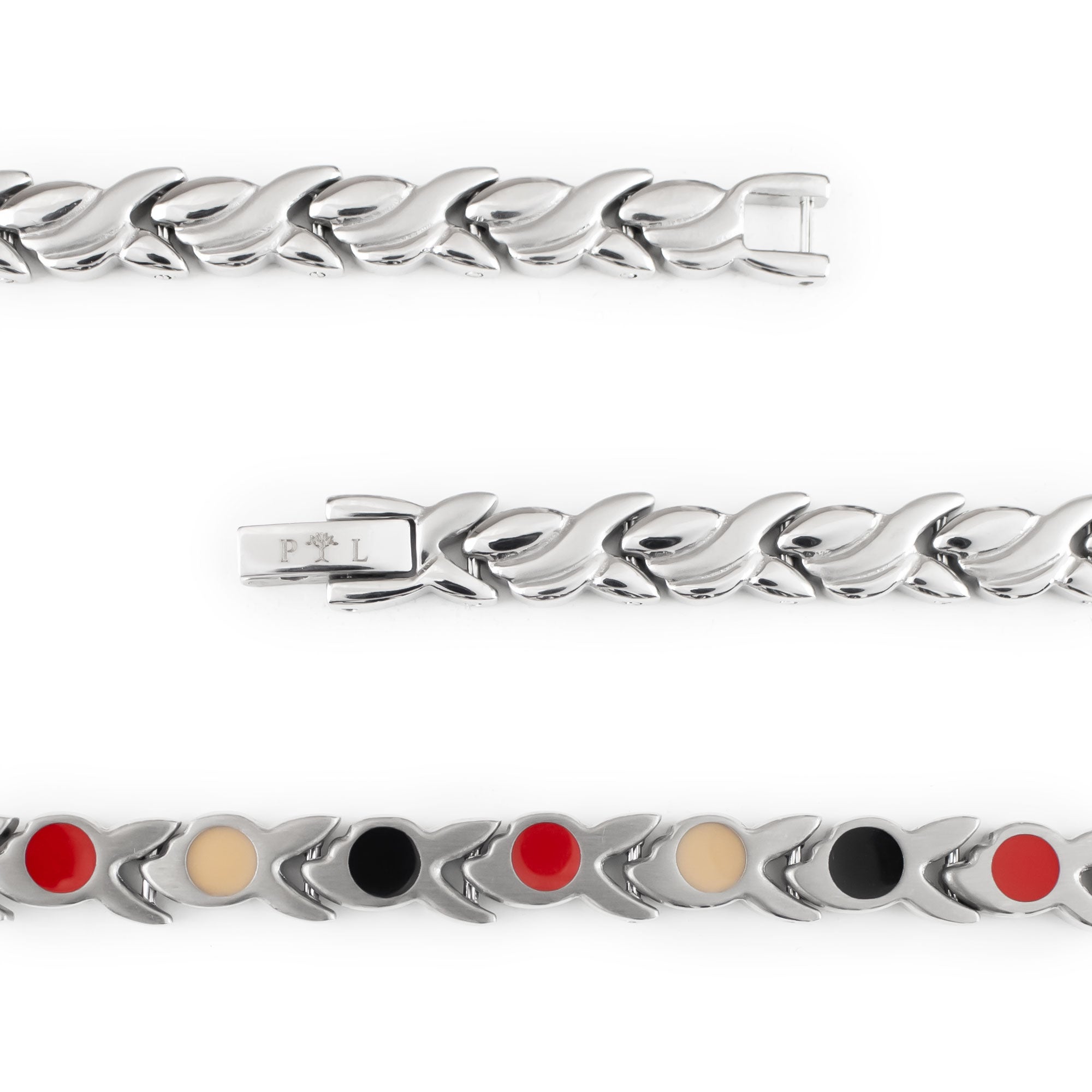 Flawless – Negative Ion Bracelet, Brushed Stainless Steel Waves