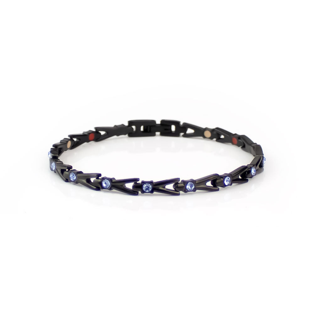 Forever - Negative Ion Bracelet, Black Titanium with Blue Swarovski Crystals