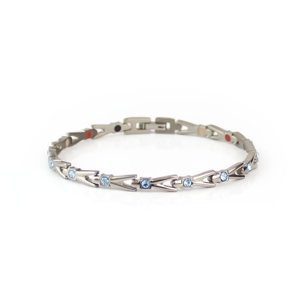 Glowing - Negative Ion Bracelet, Titanium with Blue Swarovski Crystals