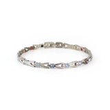 Glowing - Negative Ion Bracelet, Titanium with Blue Swarovski Crystals