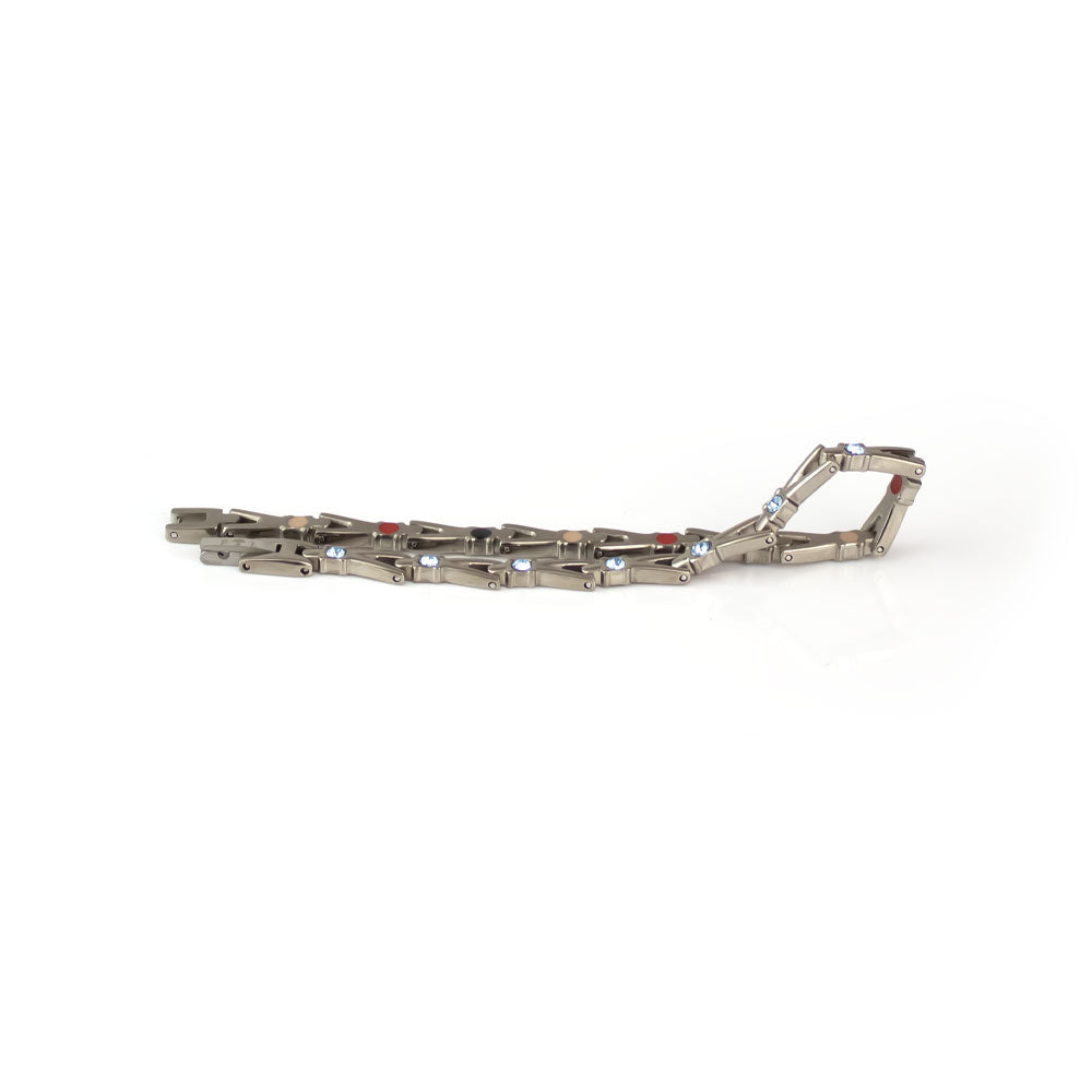 Glowing - Negative Ion Bracelet, Titanium with Blue Swarovski Crystals