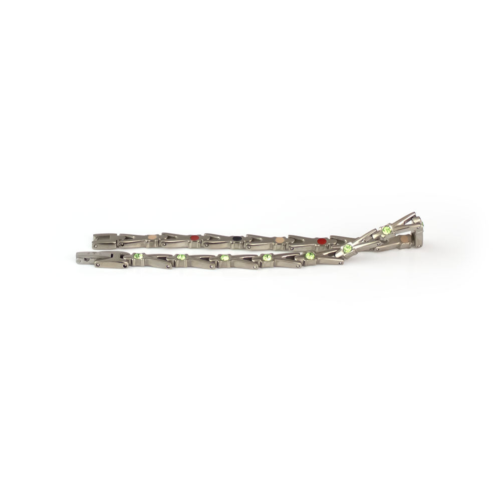 Imagine - Negative Ion Bracelet, Titanium with Green Swarovski Crystals