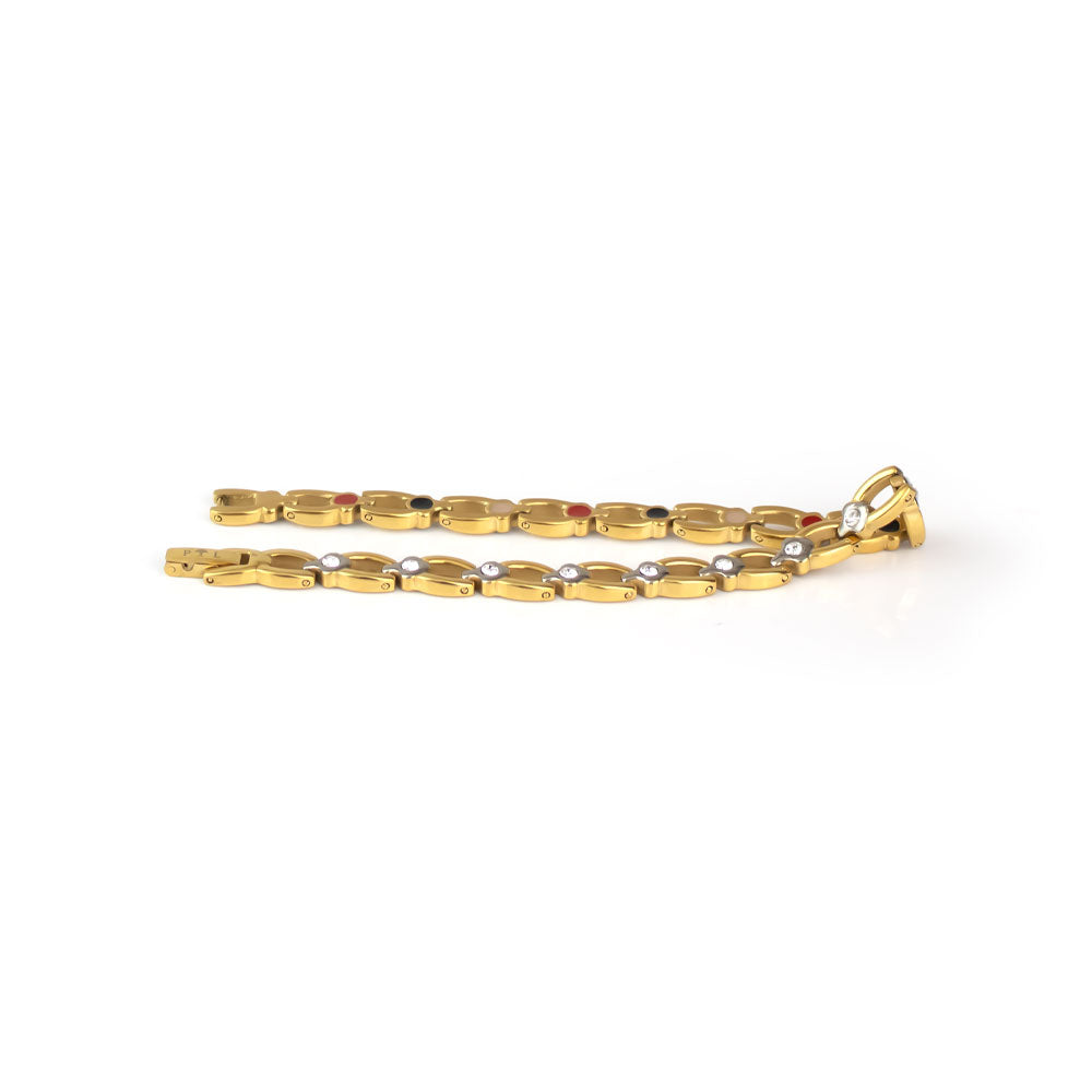 Nice - Negative Ion Bracelet, Gold Plated Titanium with Swarovski Crystals