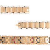 Close-up of Secret Spark bracelet showing angular links and embedded negative ion elements.