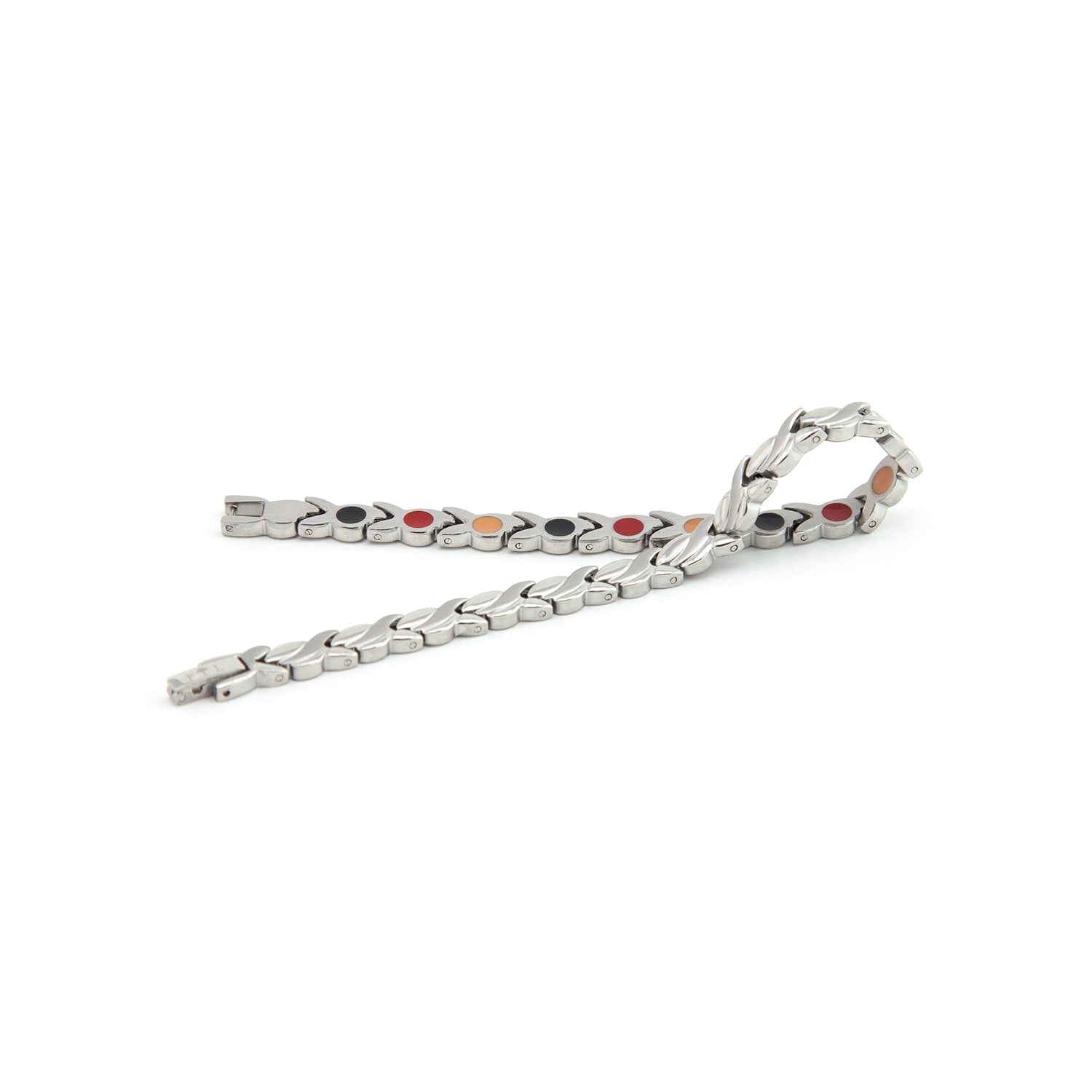 Flawless – Negative Ion Bracelet with Brushed Stainless Steel Waves