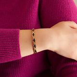 Tri-Color - Titanium Negative Ion Bracelet - Rose Gold Plated & Black Onyx