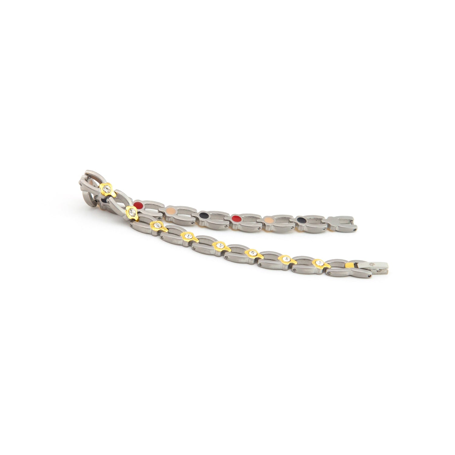 Paris - Negative Ion Link Bracelet, Titanium w Gold Plated & Swarovski Crystals