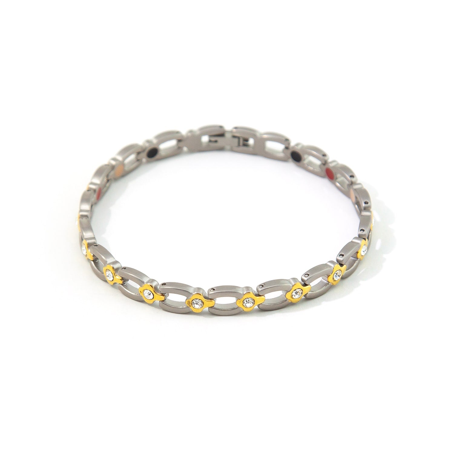 Paris - Negative Ion Link Bracelet, Titanium w Gold Plated & Swarovski Crystals