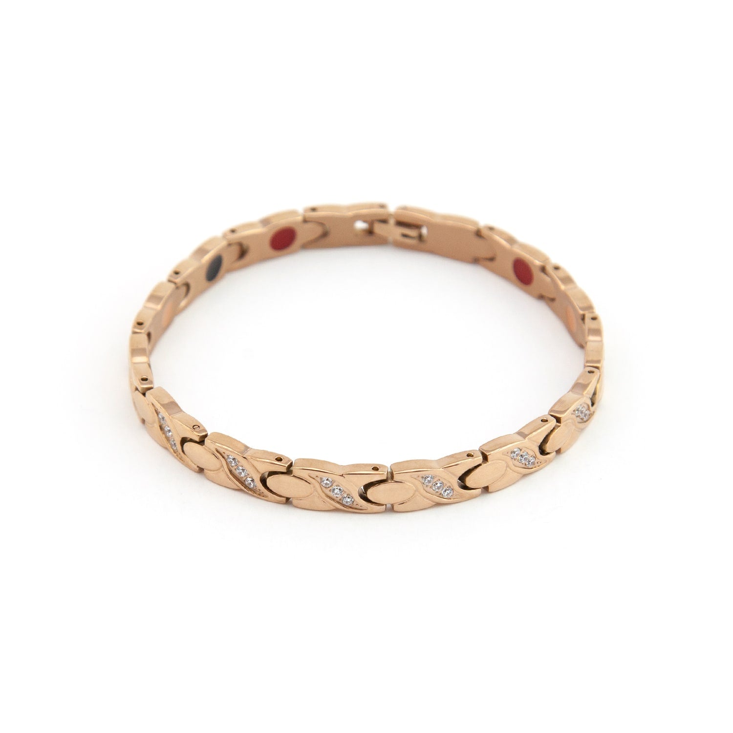 Bejeweled - Negative Ion Bracelet - Titanium Rose Gold with Swarovski Crystals