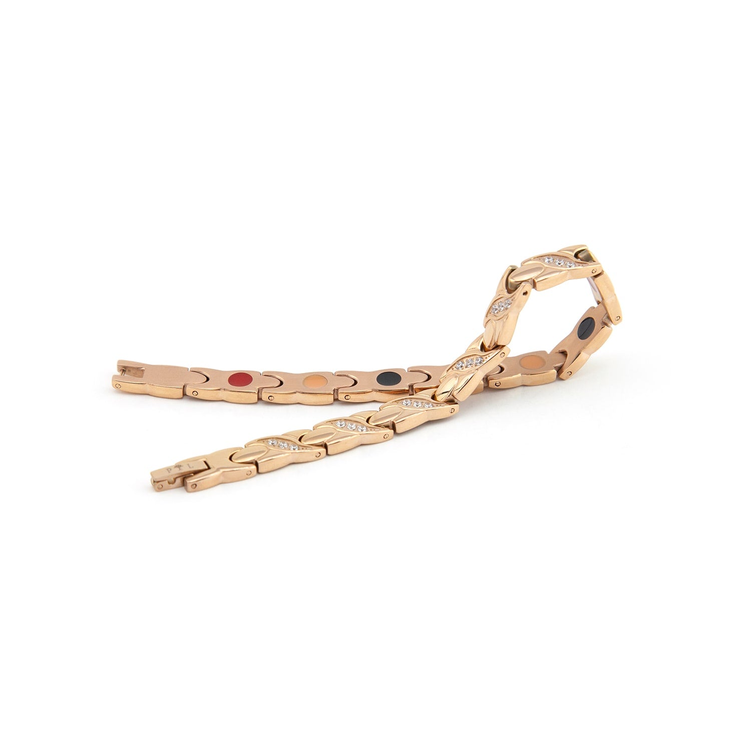 Bejeweled - Negative Ion Bracelet - Titanium Rose Gold with Swarovski Crystals