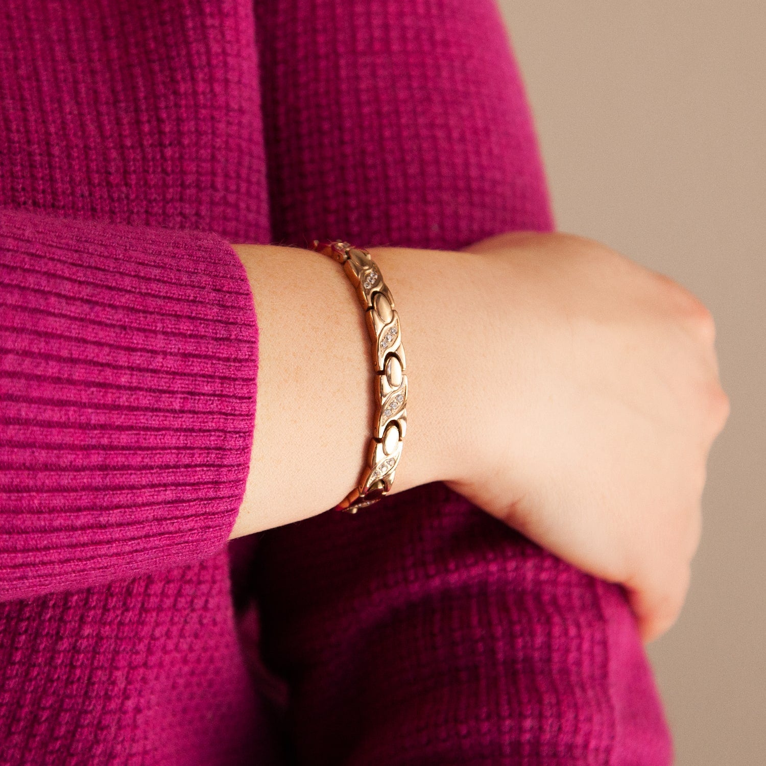 Bejeweled - Negative Ion Bracelet - Titanium Rose Gold with Swarovski Crystals