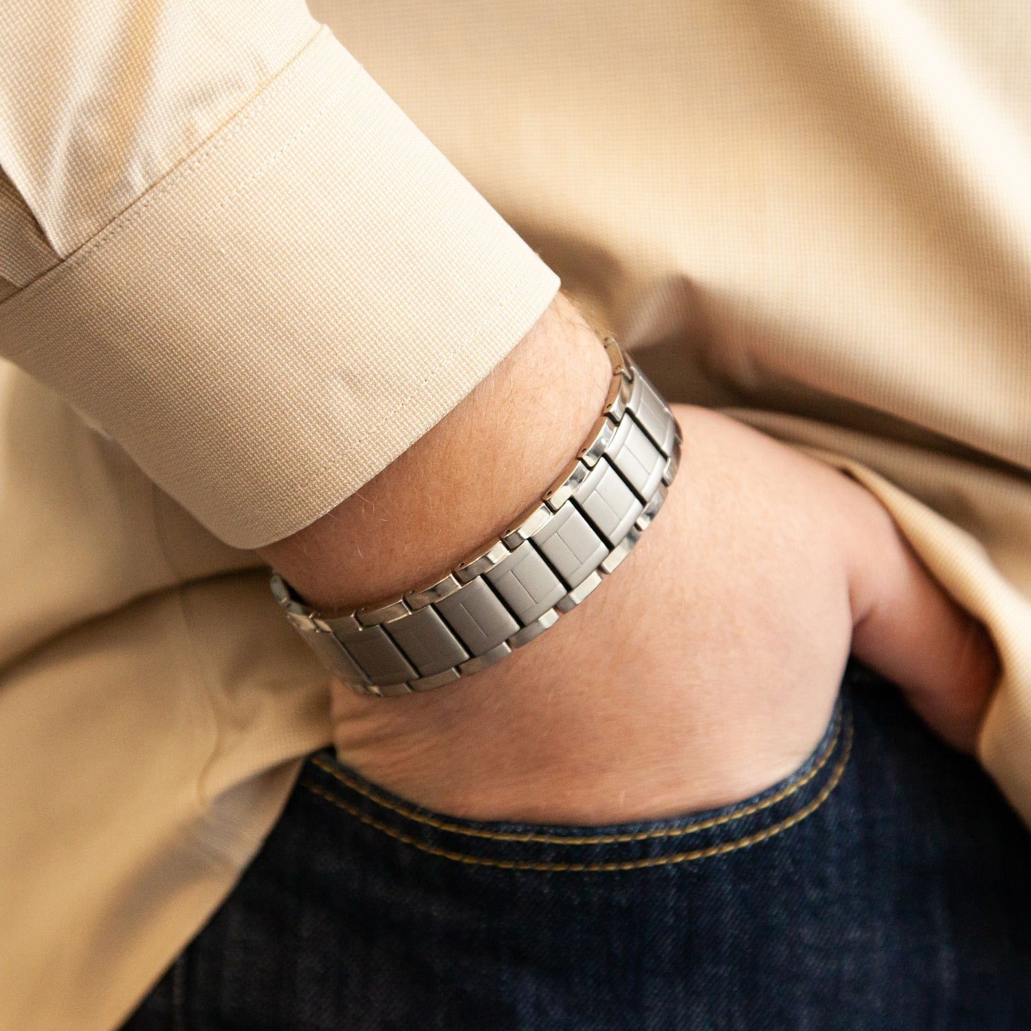 Essence - Negative Ion Bracelet, Titanium & Sterling Silver