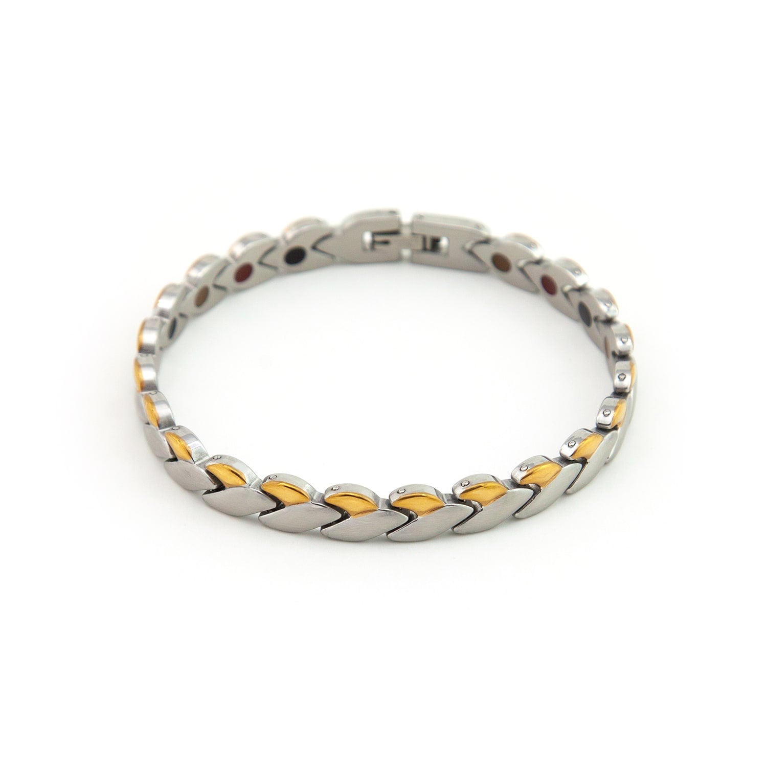 Energy - Negative Ion Chain Bracelet - Brushed Stainless Steel and Polished Gold