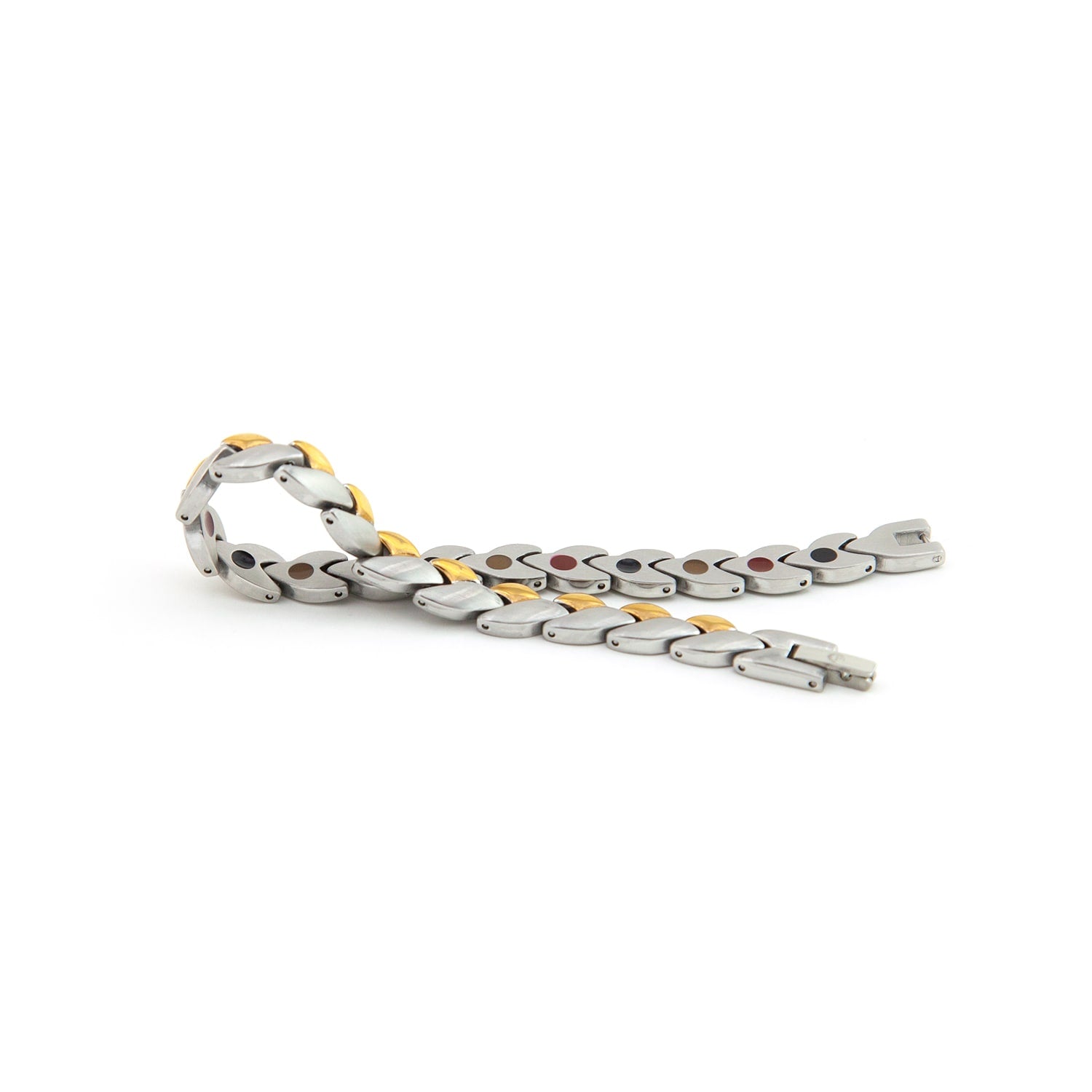 Energy - Negative Ion Chain Bracelet - Brushed Stainless Steel and Polished Gold