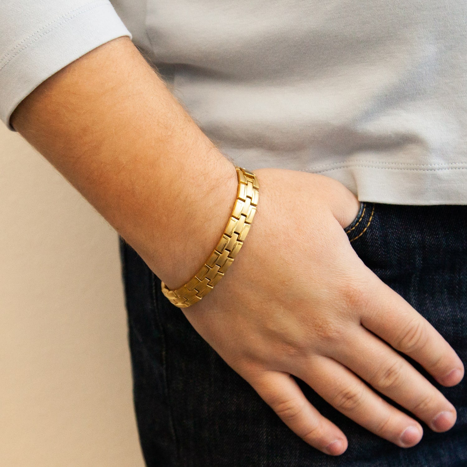 Regal - Titanium Negative Ion Bracelet, Brushed Yellow Gold