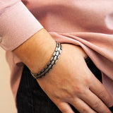 Interlocked - Negative Ion Bracelet, Titanium and Polished Black
