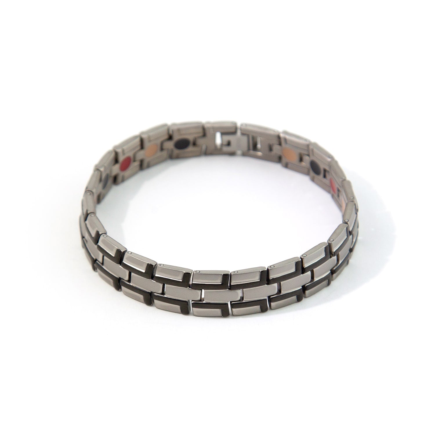 Interlocked - Negative Ion Bracelet, Titanium and Polished Black