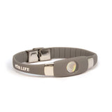 Lunar - Negative Ion Bracelet Grey Silicone & Brushed Steel