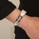 Magical -White Silicone Negative Ion Bracelet - 24 Swarovski Crystals