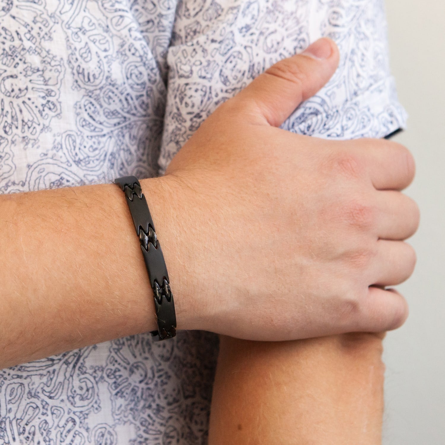 Millennial -Negative Ion Bracelet, Polished Black Stainless Steel