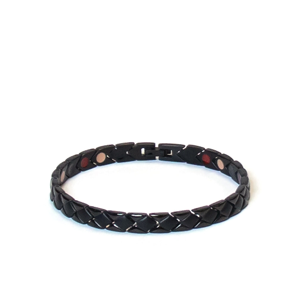 Splendid - Negative Ion Bracelet, Polished Black Steel Rhombus