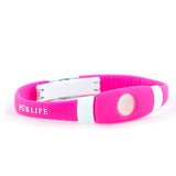 Hard Candy - Negative Ion Bracelet Magenta Silicone & Brushed Steel