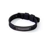 Purlife Fashionista - Negative Ion Black Steel & Silicone Bracelet with Swarovski Crystals