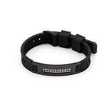 Purlife Fashionista - Negative Ion Black Steel & Silicone Bracelet with Swarovski Crystals