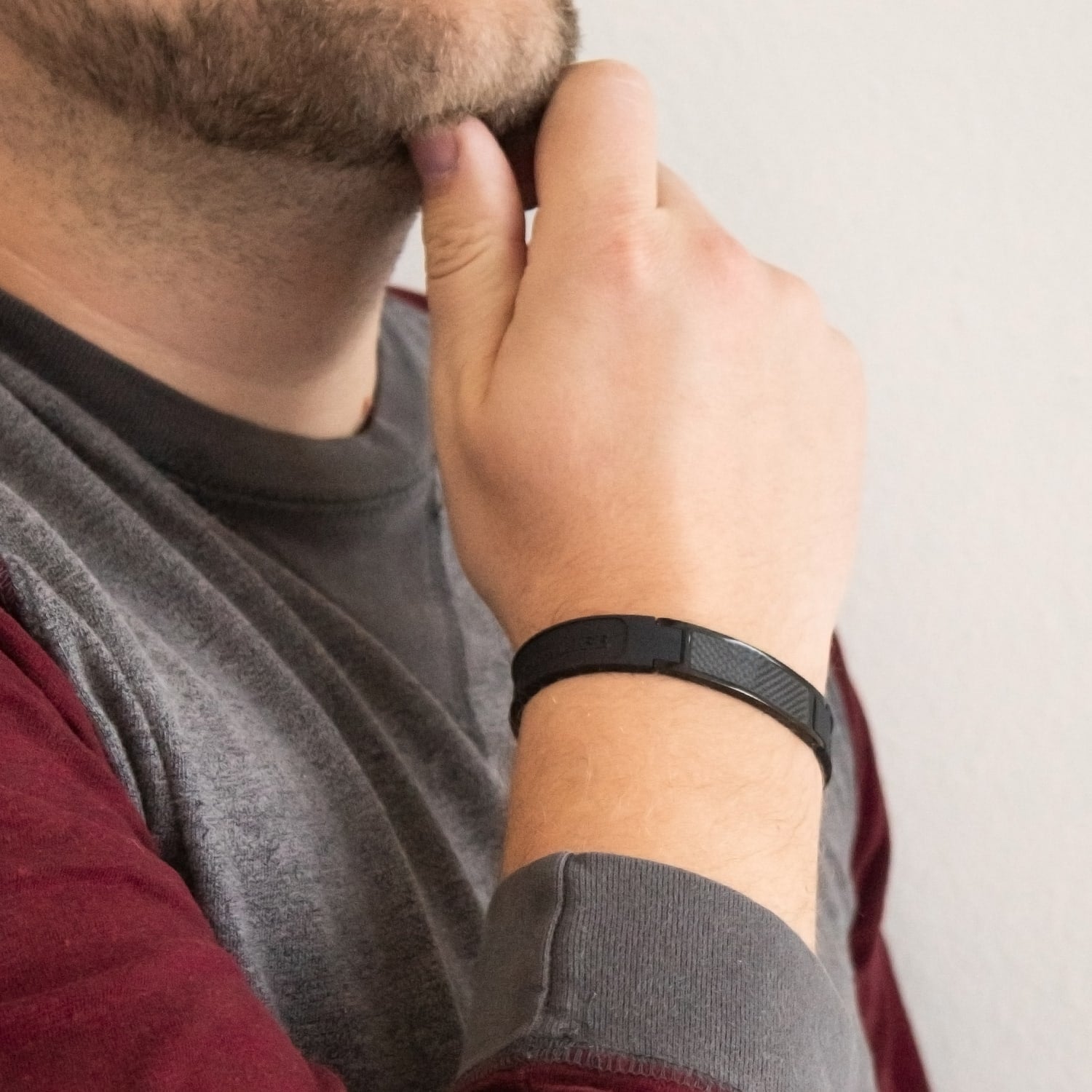 Solid - Negative Ion Bracelet Black Carbon Silicone Band