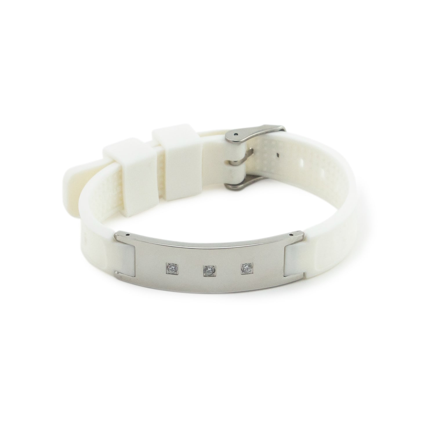 Trinity - Negative Ion Bracelet Silicone Band,Stainless Steel w/Swarovski Crystals