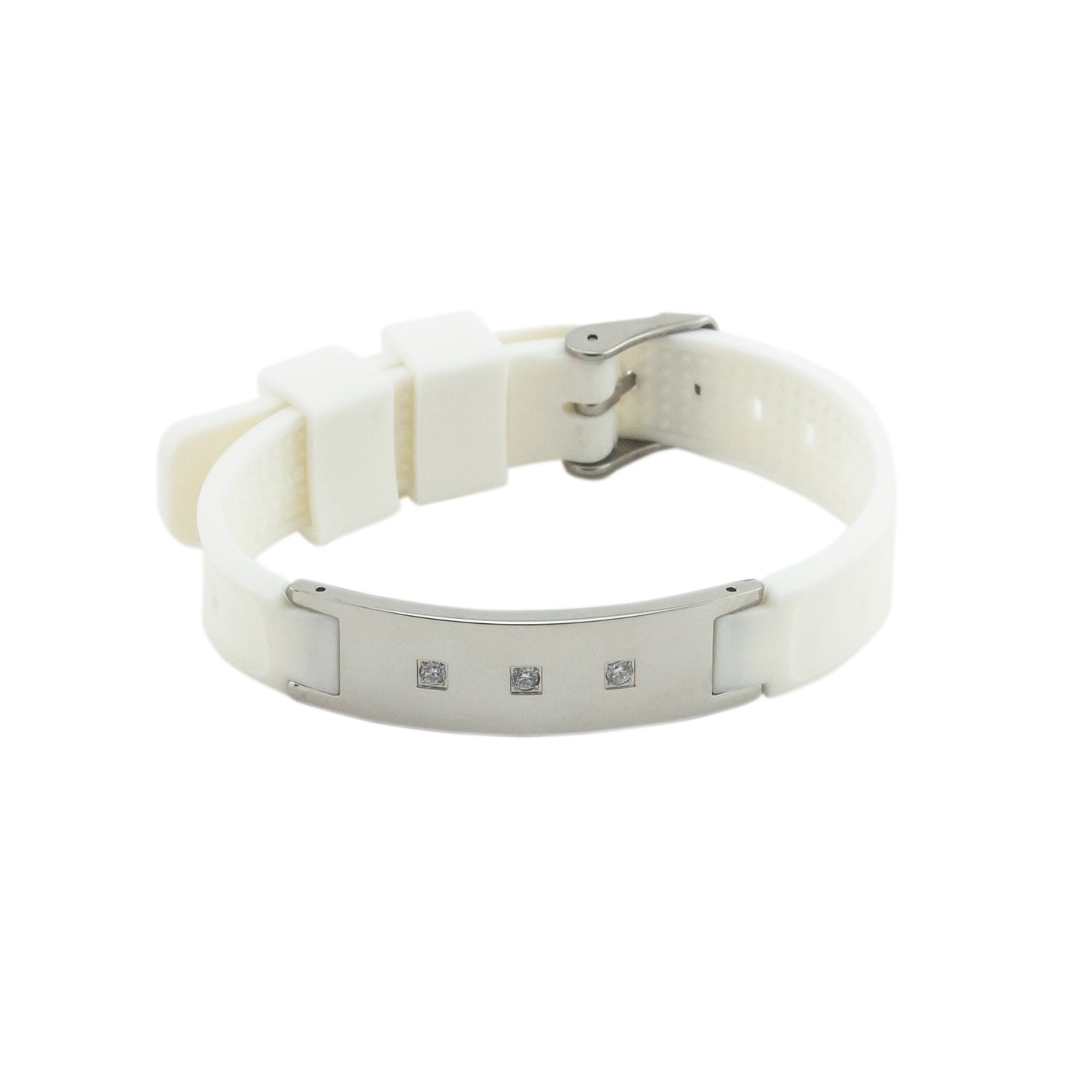 Trinity - Negative Ion Bracelet Silicone Band,Stainless Steel w/Swarovski Crystals