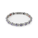 Bella - Negative Ion Bracelet, Stainless Steel with Purple Crystals