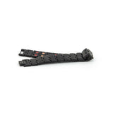 Brilliant Black matte stainless steel bracelet unclasped and folded to display texture and precise link detailing.