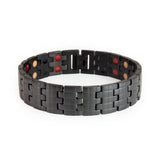 Brilliant Black matte stainless steel bracelet front view showing engraved checkered pattern and subtle matte finish.