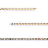 Close-up of Continuum negative ion bracelet links with stainless steel and rose gold to show detail.