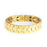 Dual Tone gold-plated titanium bracelet front view showing links with matte top and bottom rows and polished center.