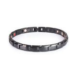 EverStrength black stainless steel bracelet with matte center links and polished borders featuring embedded negative ion elements.