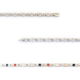 Close-up of Flight negative ion bracelet links with matte stainless steel to show detail.