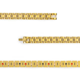 Close-up of Golden Breath bracelet highlighting contrast between brushed gold center and polished edges.