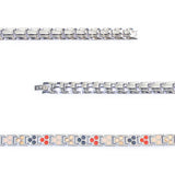 Close-up of Lumina bracelet showing beveled links and triple negative ion elements.