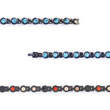 Close-up of Polaris bracelet showing round aqua crystal links.