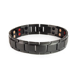 Pure Black matte stainless steel bracelet front view showing polished borders and angular link design.