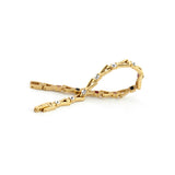Sparkle gold titanium bracelet unclasped and folded to display elegant gold link pattern and crystal details.