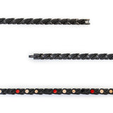 Close-up of Strider negative ion bracelet links with matte black stainless steel to show detail.