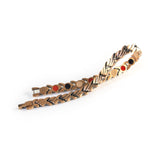 Sundance copper negative ion bracelet, unclasped and folded for display.